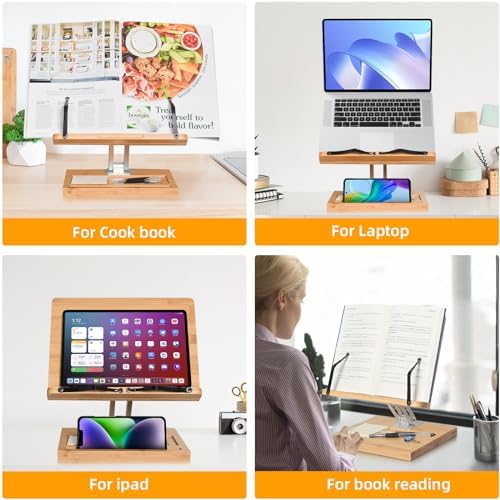 Adjustable 360-Degree Book Holder with Phone Slot