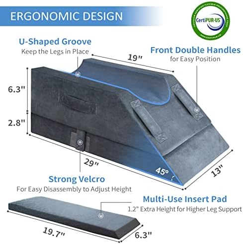 KingPavonini Adjustable Leg Elevation Pillows - Memory Foam for Recovery Pain Relief
