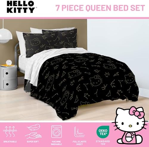 Hello Kitty Kids Cozy Comforter Set - Queen Bedding by Jay Franco