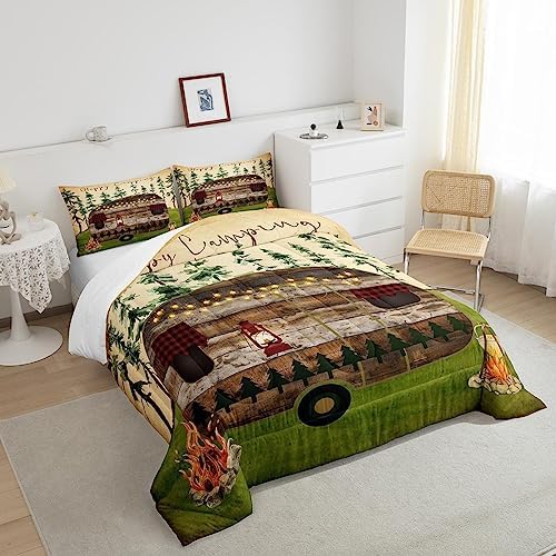 Erosebird Camping Comforter Set for Boys Girls Camper Bedding