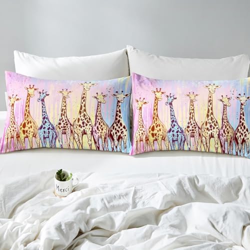 Giraffe Bedding Set Full Size Duvet Cover Pillowcases Eco-Friendly Durable