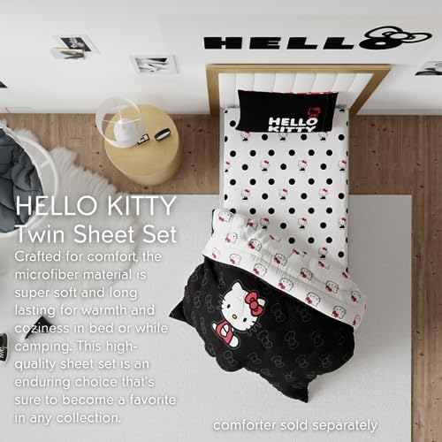 Franco Hello Kitty Polka Dot Super Soft Twin Sheet Set