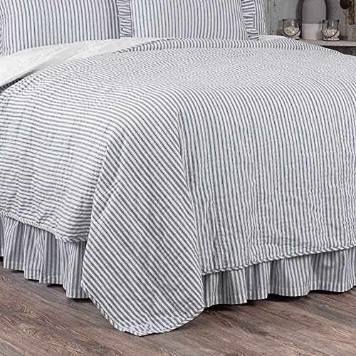 Twin Bed Coverlet Soft Cozy Denim Stripe Bedding