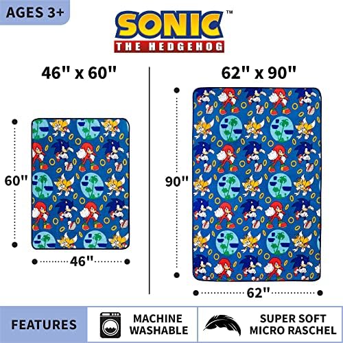 Sonic The Hedgehog Cozy 46x60 Throw Blanket