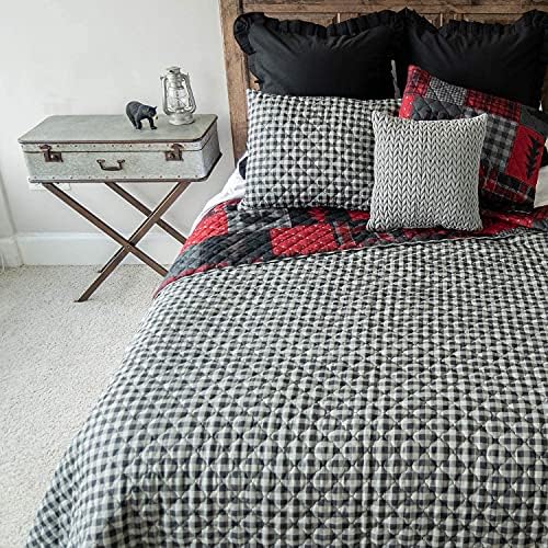 Donna Sharp FullQueen Quilt Set - Trendy Gingham Design Machine Washable