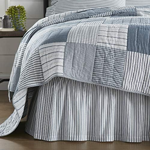 VHC Brands FARMHOUSE-FASHIONED SPLIT CORNER DENIM BED SKIRT