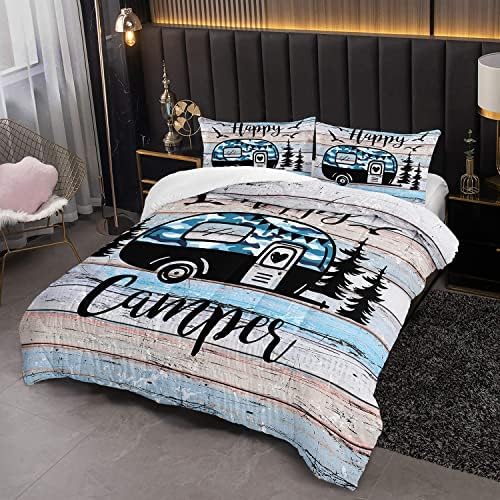 HOSIMA Happy Camping Decor Camouflage Bedding Set