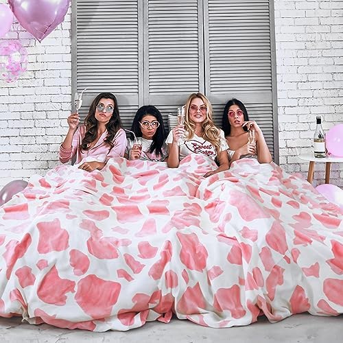 HSEEC Pink Cow Throw Blanket Cozy Fuzzy