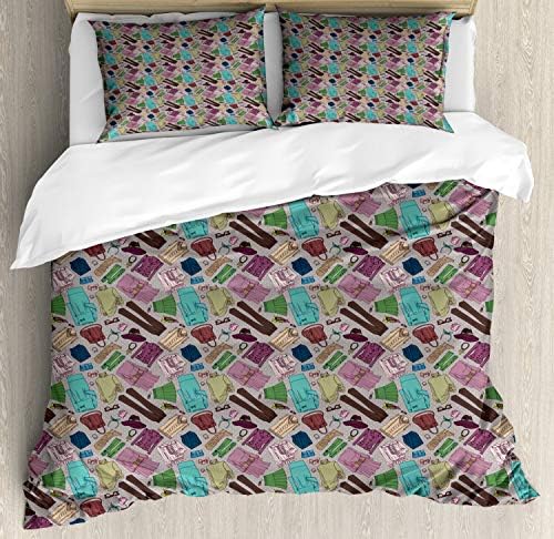 Ambesonne Hipster Duvet Cover Set SoftMachine WashableAdd a Trendy Touch to Your Bed