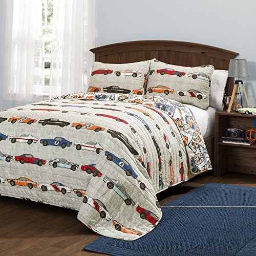 Lush Decor Race Car Quilt Set for Kids FullQueen