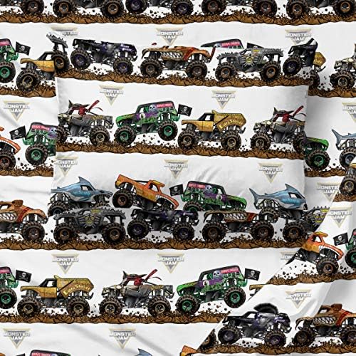 Jay Franco Monster Jam Tracks - Cozy Twin Sheet Set for Kids